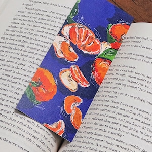 Tangerine Bookmark | Quirky Bookmark | Recycled | Orange, Blue Bookmarks | Fruity Bookmarks | Fruit Bookmark