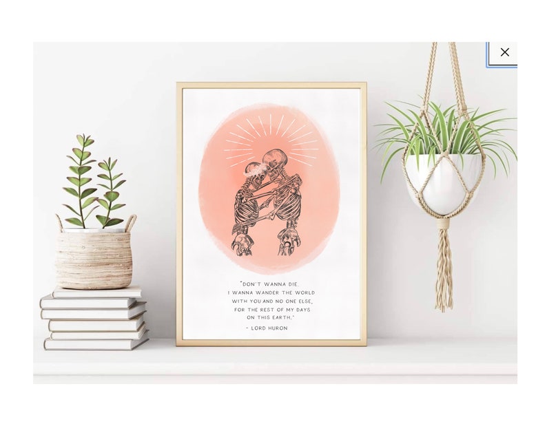 Louisa Lord Huron Skeleton Lovers Print, romantic art print, love wall art, couple art, skeleton artwork, wedding gift, couple illustration 