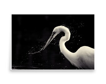 Silberreiher Kunstdruck - Minimalistisches Vogel Poster