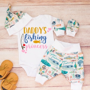 Baby Girl Coming Home Outfit/ Daddy's Fishing Princess/ Newborn