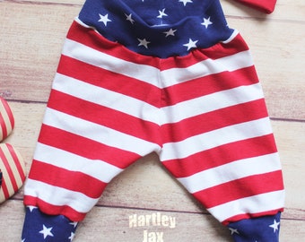 Baby Boys First 4th of July, 4th of July Baby Boy, Baby Boy Leggings, Patriotic 4th Of July Leggings + Hat, Baby Boy Clothes, Red White Blue