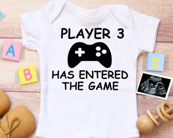 Gaming Baby Announcement, Gaming Baby Shower, Newborn Baby Coming Home Outfit, Future Gamer, Player 3, Gender Neutral Baby Clothes,