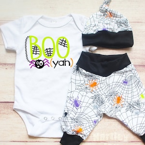 Newborn Baby&#39;s 1st Halloween Outfit / Bodysuit Leggings Hat Set / Baby Boy Halloween Costume/ Toddler/ Halloween Shirt