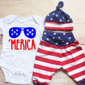 Baby First 4th of July Outfit, 4th of July Baby Shirt, Patriotic 4th Of July Leggings + Hat, Bodysuit, Cute Baby Clothes, Red White Blue,
