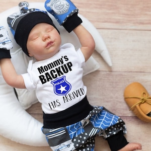 Mommy&#39;s Backup Police, Baby Coming Home Outfit, Back The Blue Take Home, Police Baby Reveal, Future Police Officer, Law Enforcement,