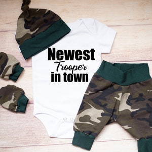 Army Take Home Outfit, Camo Hunting Pants, Newborn Coming Home, Shower Gift Set, Camouflage Pandemic Military Clothes,