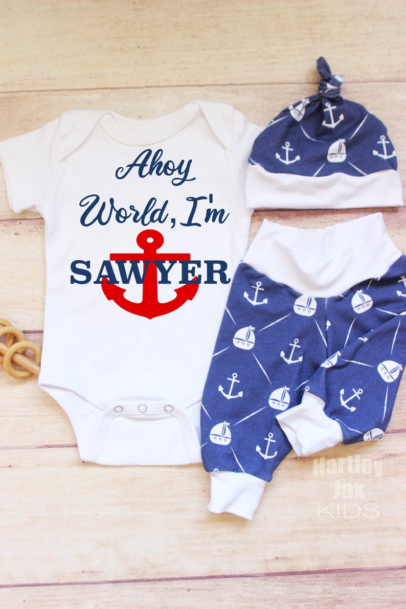 Nautical Newborn Outfit/ Baby Boy/ Personalized Coming Home/ Etsy