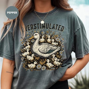 Comfort Colors® Overstimulated Mama Duck Shirt, Farm Animal Graphic Tee, Homeschool Mom Life Tee, Duck Graphic Tee