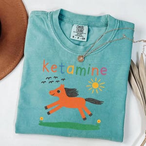 Comfort Colors® Ketamine Horse Tshirt, Cute Meme T Shirt, Ketamine Graphic Tee, Funny Shirt, Oversized Washed Tee, BFF Gifts