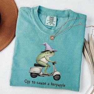 Comfort Colors® Off to Cause a Kerfuffle Frog T-shirt, Funny Weirdcore Sayings Unique Shirt, Tee Adults Men Women Meme Graphic Sarcastic