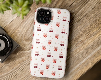 Coque de téléphone à motif cerises | Coque magnétique résistante aux chocs