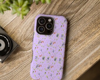 Coque de téléphone à motif de fleurs sauvages de lavande | Résistante aux chocs magnétiques