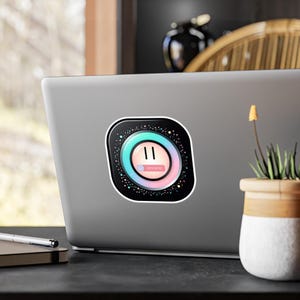 Mom Mode Button Sticker Kiss-Cut Vinyl Decal | Cute Pastel Pause Icon