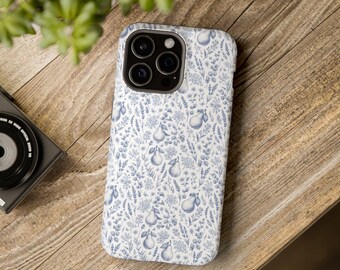 Étui de téléphone à motif floral cachemire bleu | Étui magnétique résistant aux chocs