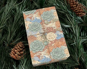 Succulent Floral Pattern Gift Wrap Papers | Botanical Wrapping Paper Roll