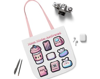 Bolso de lona con iconos de Kawaii Mom Mode