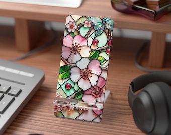 Stained Glass Cherry Blossom Mobile Display Stand | Smartphone Stand