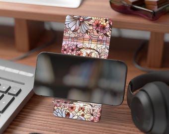 Stained Glass Floral Mobile Display Stand for Smartphones | Floral Phone Stand