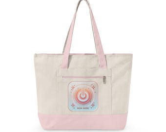 Bolso de lona con cremallera y modo mamá con botón de encendido / Círculo neón retro, estilo tecnológico