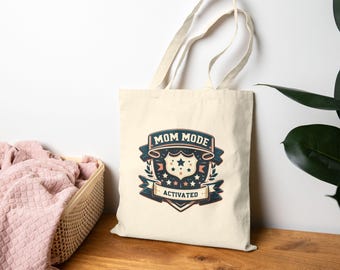 Bolso tote con el lema "Modo Mamá Activado" / Insignia "Vida de Mamá", bolso de lona para compras