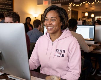 Faith Over Fear Zip Hoodie | Christian Faith Typography Jacket