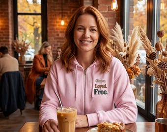 Choose Loved Free Hoodie | Small Chest Text Zip Hoodie