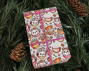 Kawaii Candy Characters Wrapping Paper | Cute Patterned Gift Wrap