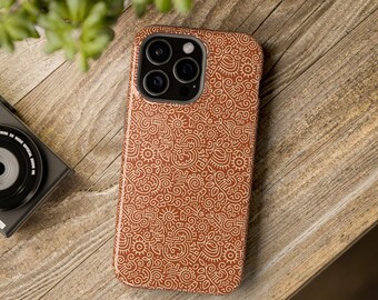 Coque de téléphone marron à motif tribal aztèque | Résistante aux chocs grâce à sa fermeture magnétique