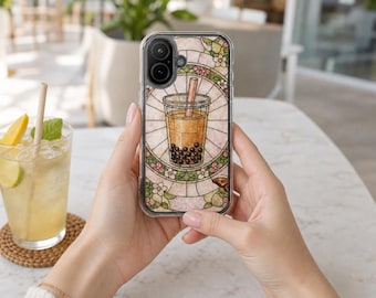 Boba Tea Stained Glass Phone Case | Magnetic Clear Impact Case