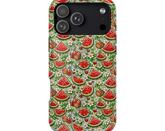 Coque de téléphone motif pastèque | Coque magnétique résistante aux chocs, motif fruits d'été
