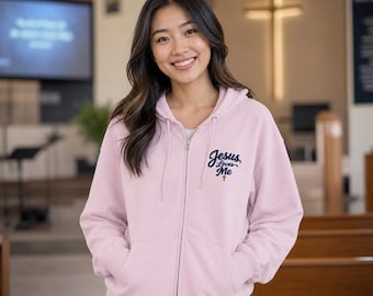 Jesus Loves Me with Cross hoodie | Full Zip Hooded Sweatshirt
