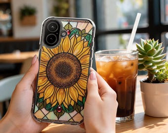 Sunflower Stained Glass Phone Case | Magnetic Clear Impact Case