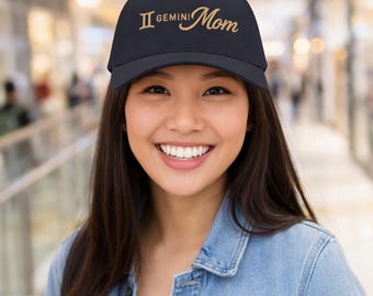 Gemini Mom Baseball Cap Zodiac Mom Hat with Gold Script