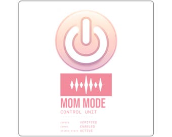 Pegatina cuadrada del botón de encendido del modo mamá / Pegatina de la unidad de control del modo mamá, calcomanía para portátil, mamá tecnológica rosa