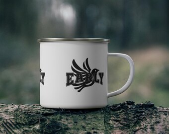 Enamel Camping Mug: Early Bird Design, Outdoor Adventure Coffee Mug
