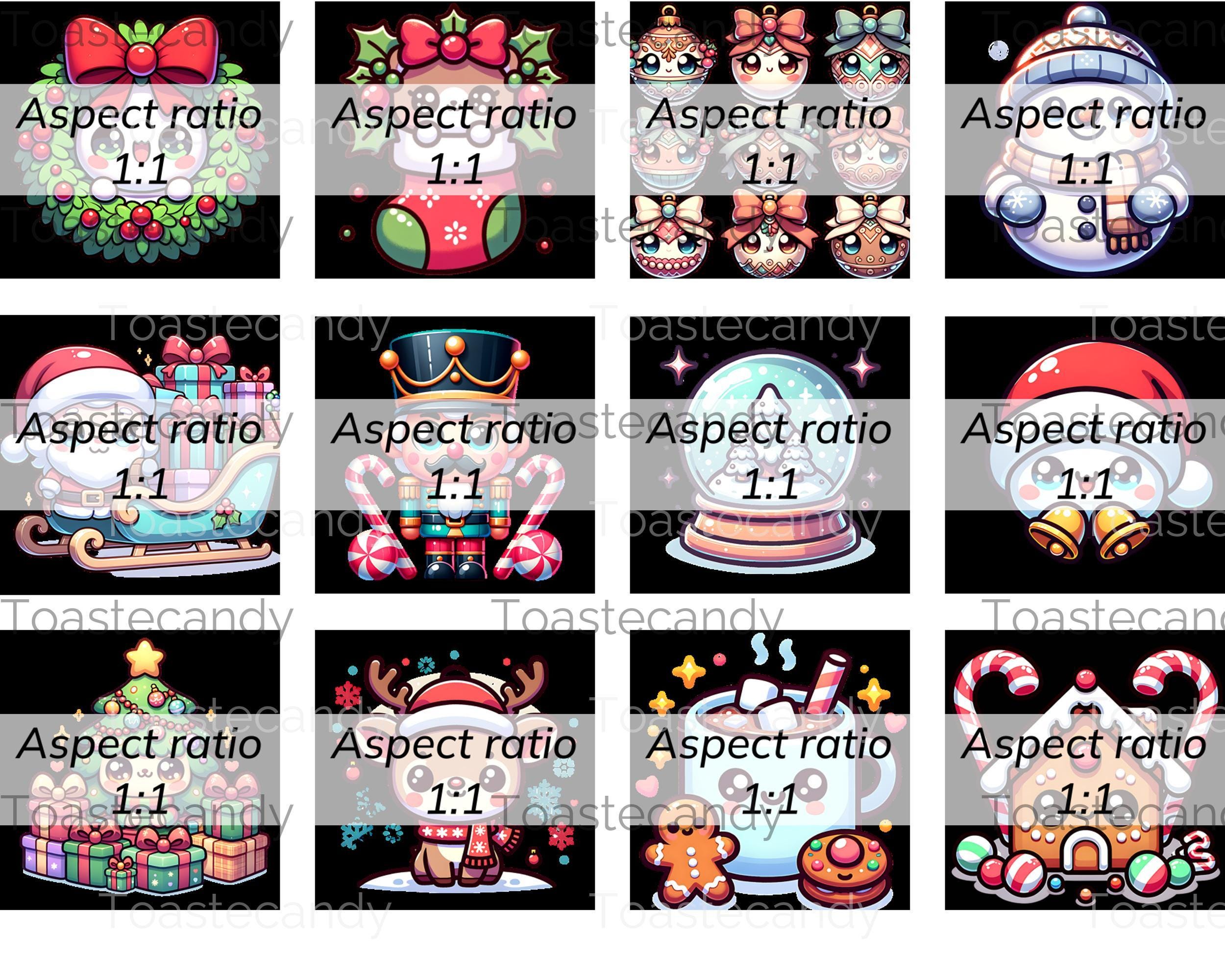 Kawaii Christmas Clip Art Bundle - Cute Holiday Characters and Icons ...