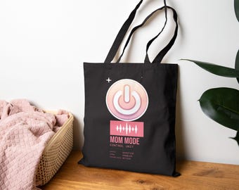 Bolso tote con botón de encendido para mamá / Bolso tote de lona con estampado de maternidad