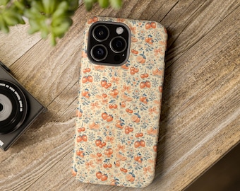 Étui de téléphone vintage à motif floral cerisier | Étui magnétique résistant aux chocs
