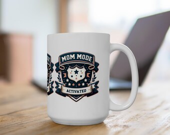 Taza de cerámica con el mensaje "Modo Mamá Activado", 325 ml o 444 ml.