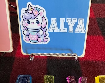 Personalized Unicorn Party Favors | Custom Name Wooden Block & Resin Letters | Kids Birthday Decor | Baby Shower Gift | Toastecandy