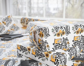 Presentpapper med solrosmotiv, miljövänligt presentpapper, födelsedag, babyshower, högtidsgåvor, unika festtillbehör