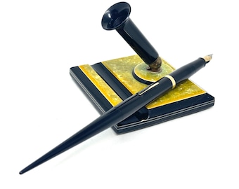 筆記具 SHEAFFERS Sheaffer Desk Pen Set, Solid 14K Gold Two-tone Fine Nib