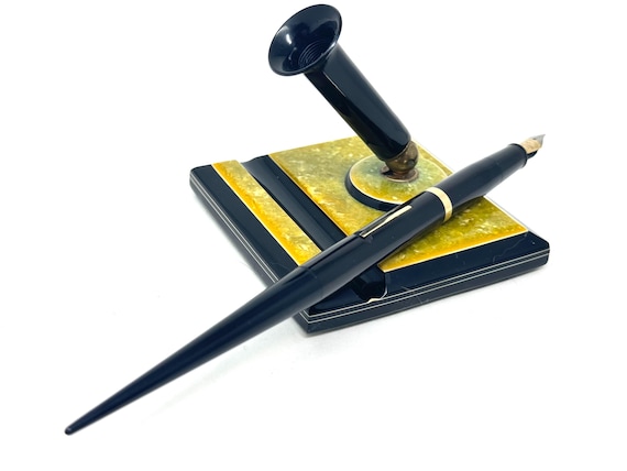 Sheaffer Desk Pen Set, Solid 14K Gold Two-tone Fine Nib, Restored