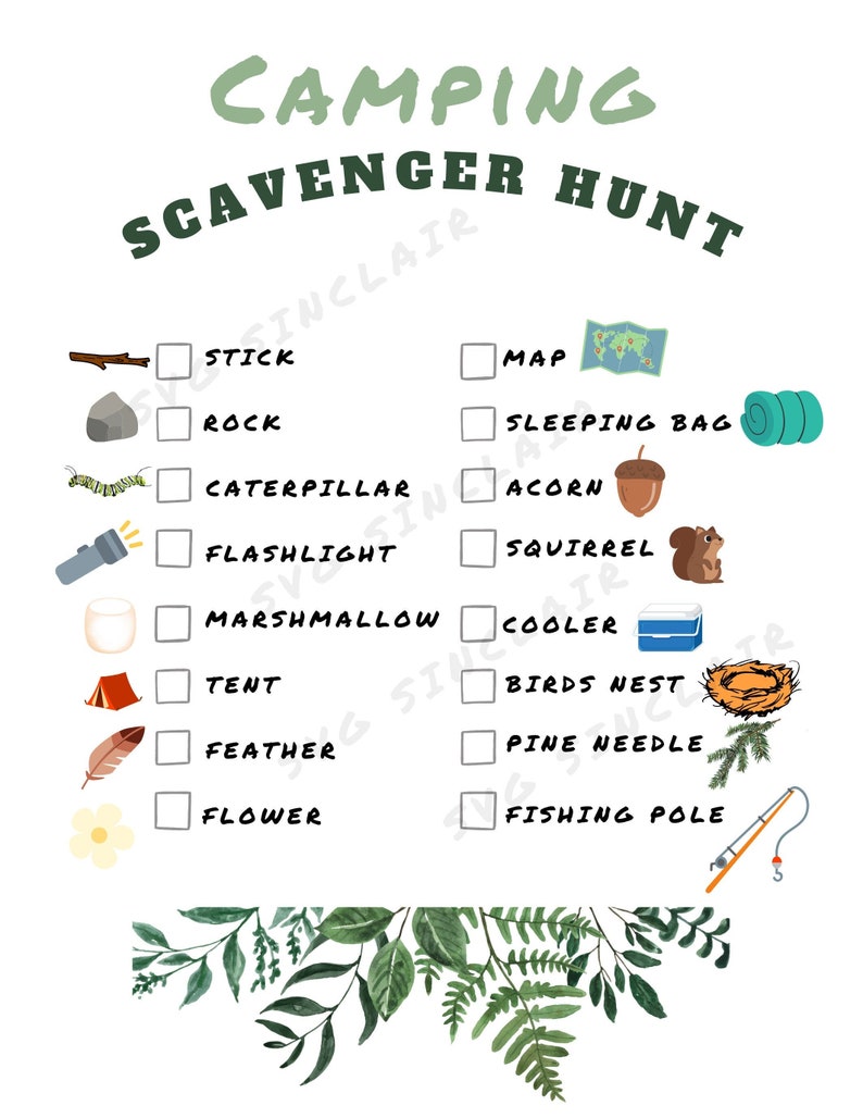 Kids Camping Scavenger Hunt Printable File - Etsy