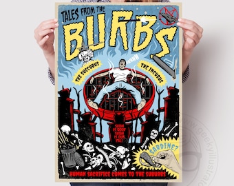 The Burbs comic print, Retro 80s wall art, 80s Poster, Movie illustration