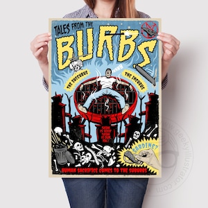 Impresión de cómic de The Burbs, arte de pared retro de los años 80, póster de los años 80, ilustración de películas