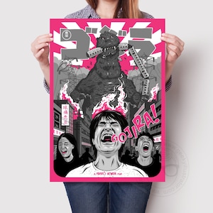 Godzilla Movie Poster: Vintage Comic Style Film Print