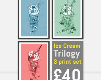 Ice Cream Movie Trilogy Poster Set: 3 Print set