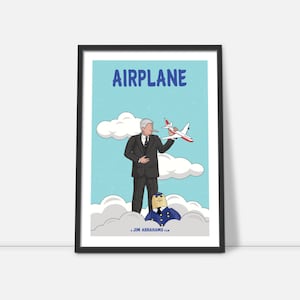 Airplane film poster//movie print//Comedy illustration//Unique art gift//Leslie Nielsen print