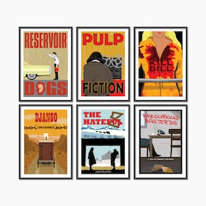 Tarantino movie poster collection // Film print set of 6 // Retro wall art // Tarantino print bundle